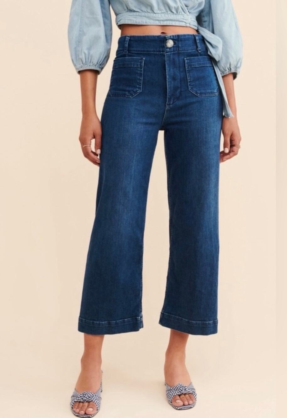 Anthropologie Pilcro The Skipper Cropped Wide Leg Jeans Women’s 32 Closet Staple